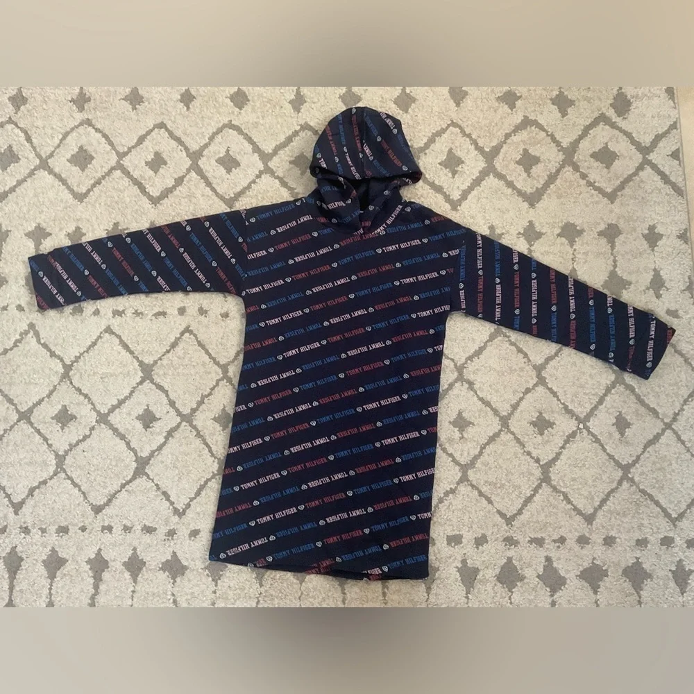 Tommy Hilfiger Girls 6X Signature Print Hoodie Sweatshirt Dress